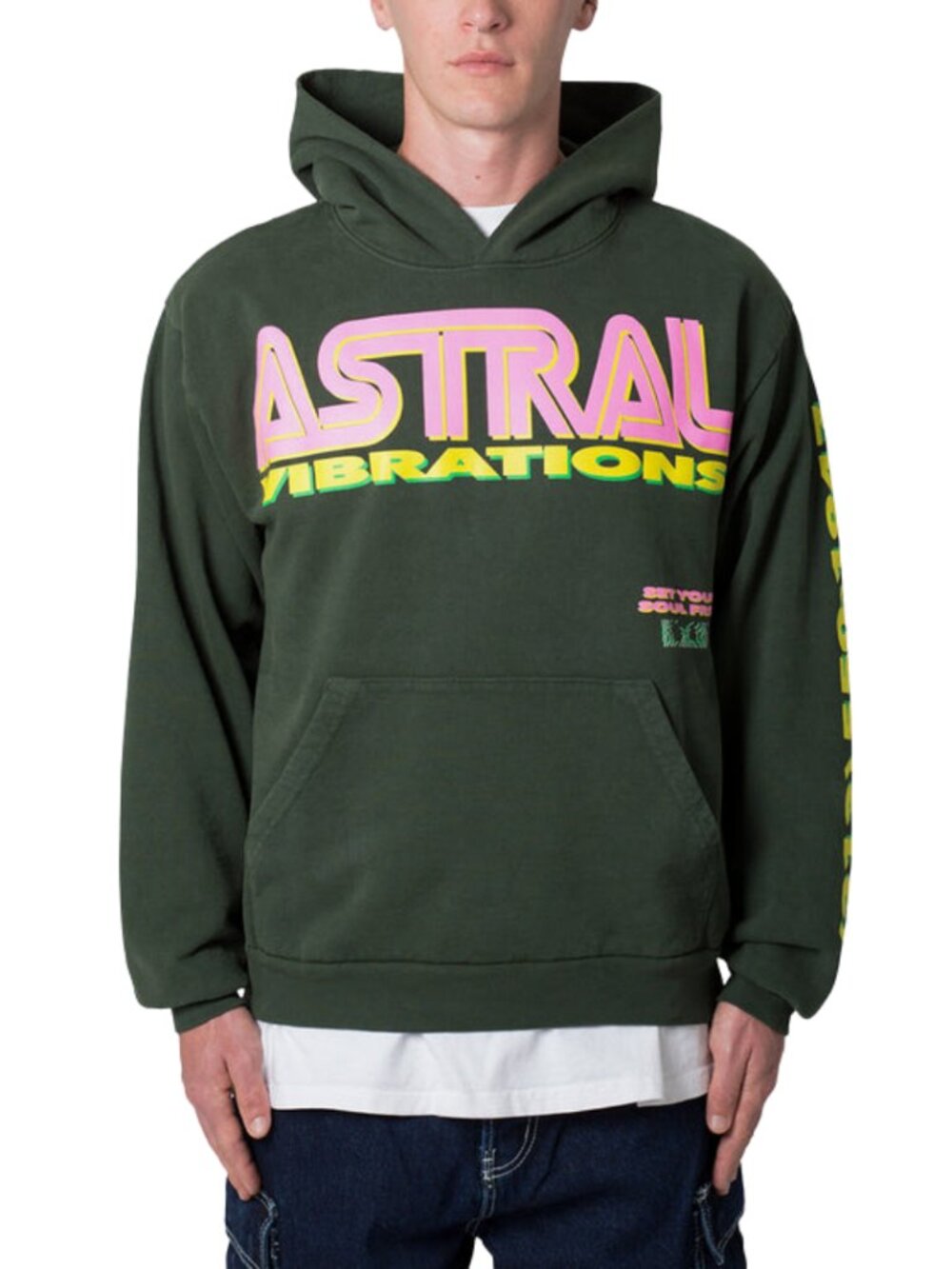 MNML Astral Vibrations Hoodie Sweatshirt Pullover Men's Large Green Streetwear